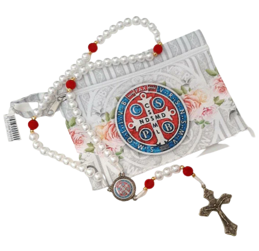 KIT 3 TERÇOS DE PULSO HEMATITA MEDALHA DE SÃO BENTO